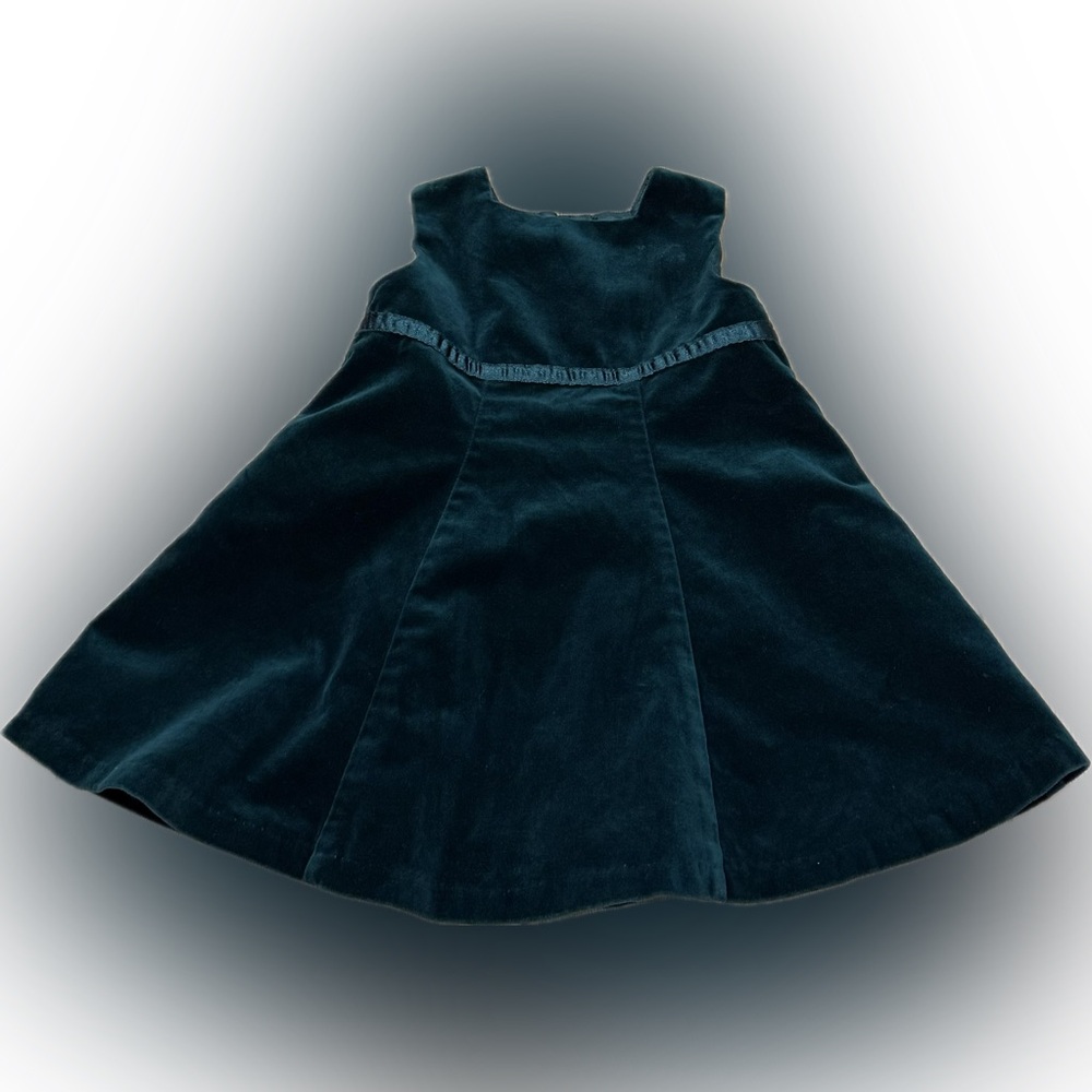 Vintage 1999 Baby GAP Green Velvet Dress 12-18M Holiday Christmas